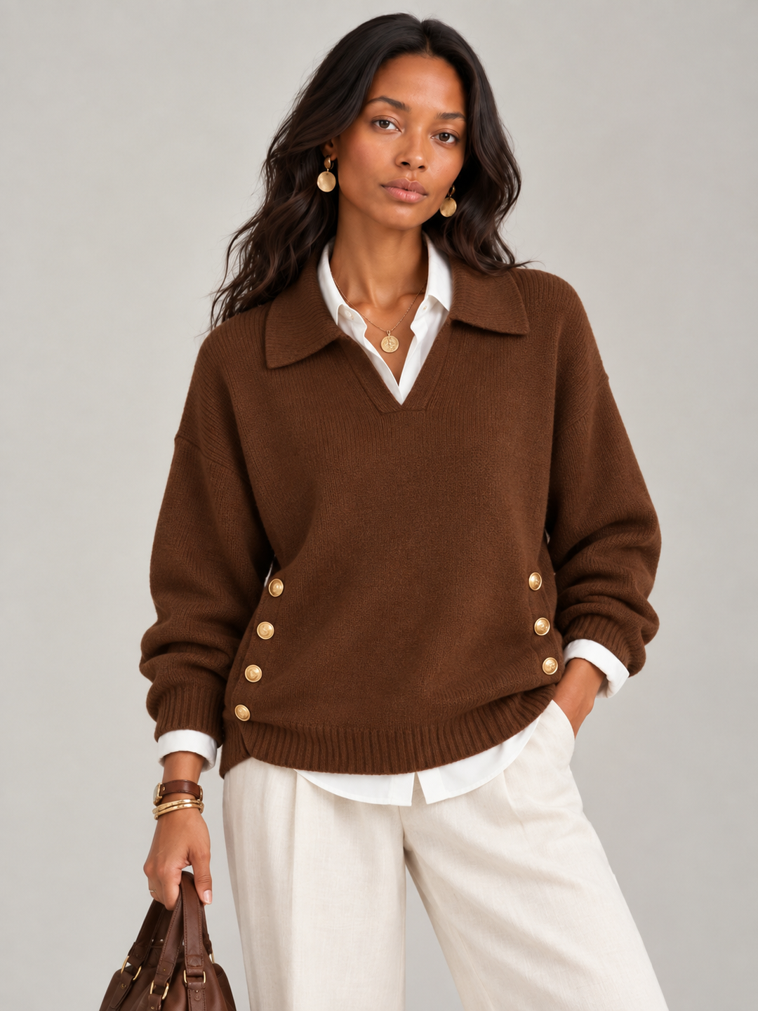 Valerie™ | Jumper with Polo Collar and Buttons