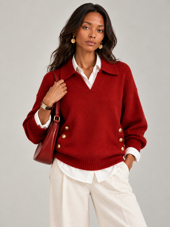 Valerie™ | Jumper with Polo Collar and Buttons