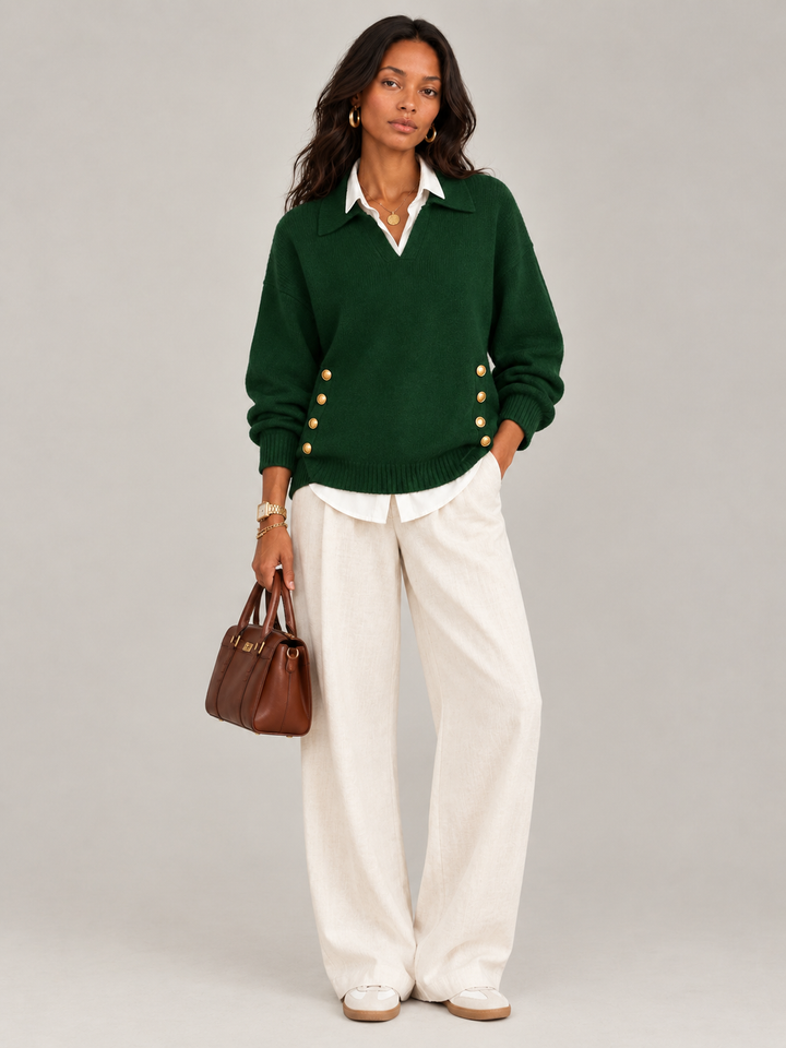 Valerie™ | Jumper with Polo Collar and Buttons