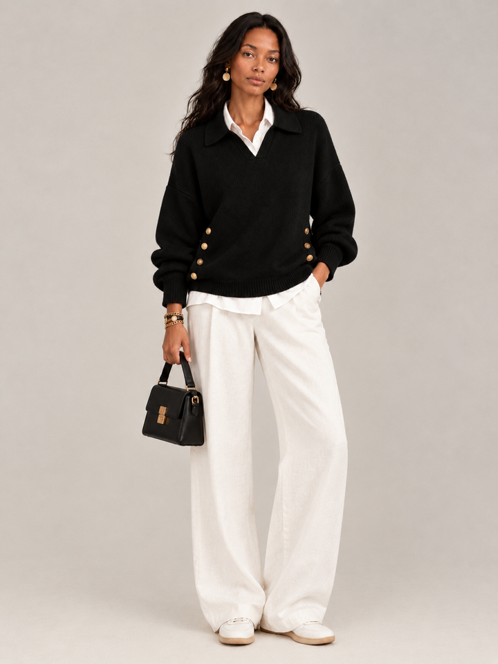 Valerie™ | Jumper with Polo Collar and Buttons