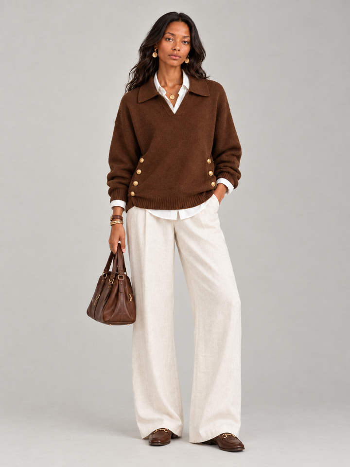 Valerie™ | Jumper with Polo Collar and Buttons