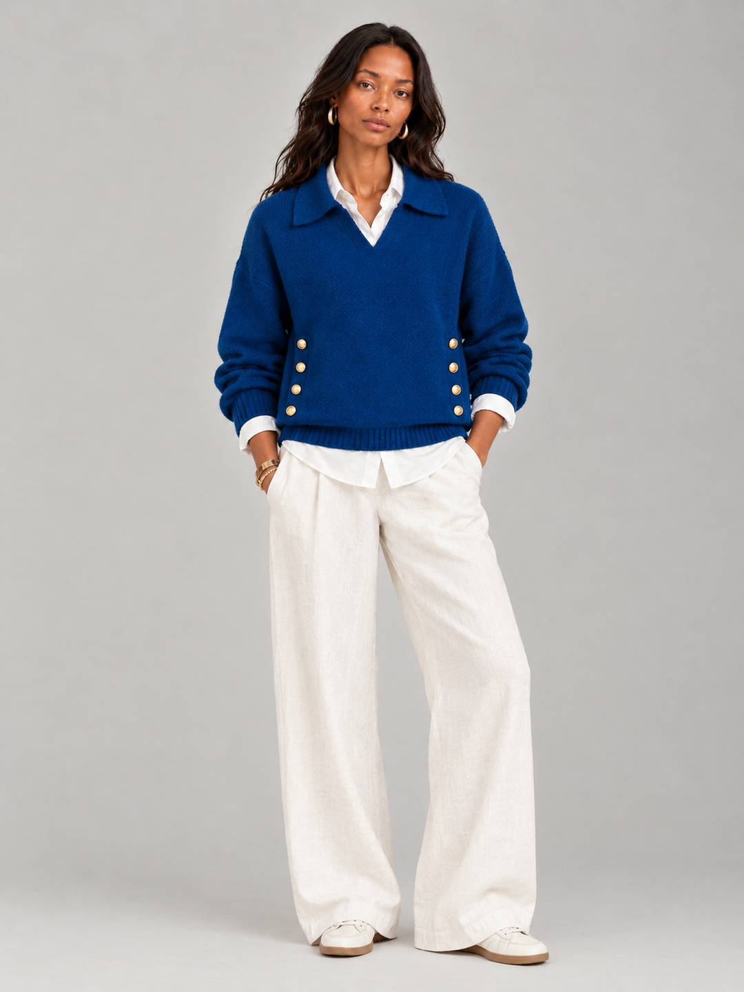 Valerie™ | Jumper with Polo Collar and Buttons
