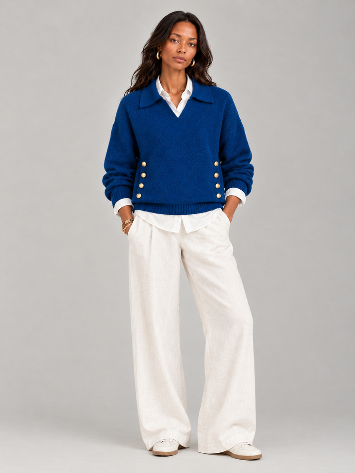 Valerie™ | Jumper with Polo Collar and Buttons