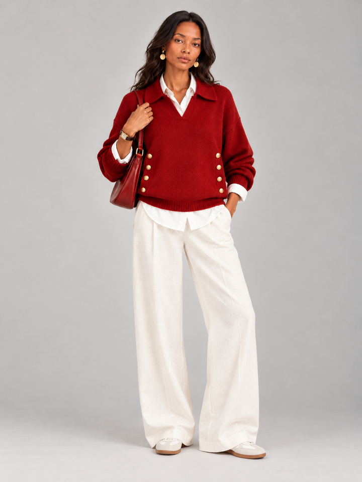 Valerie™ | Jumper with Polo Collar and Buttons