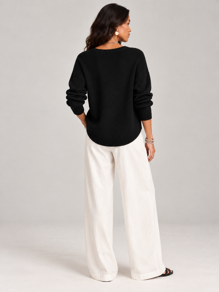 Helen™ | Knit Jumper with Henley Buttons