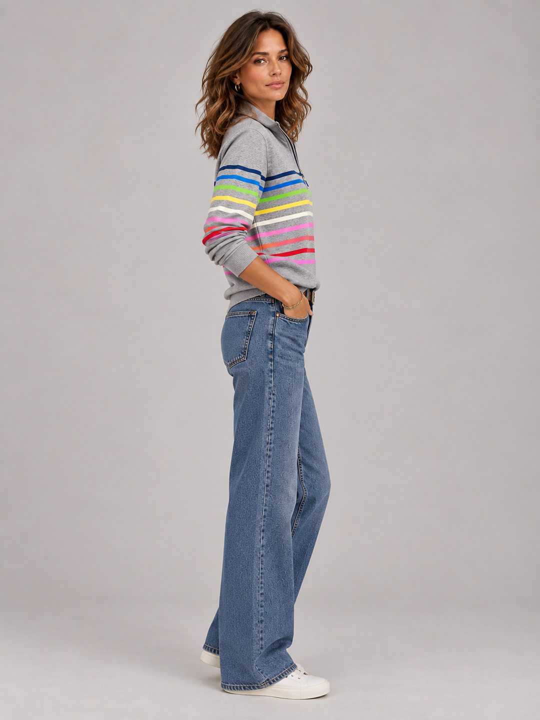 Emily™ | Striped Jumper with Zip Collar