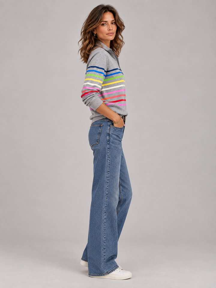 Emily™ | Striped Jumper with Zip Collar