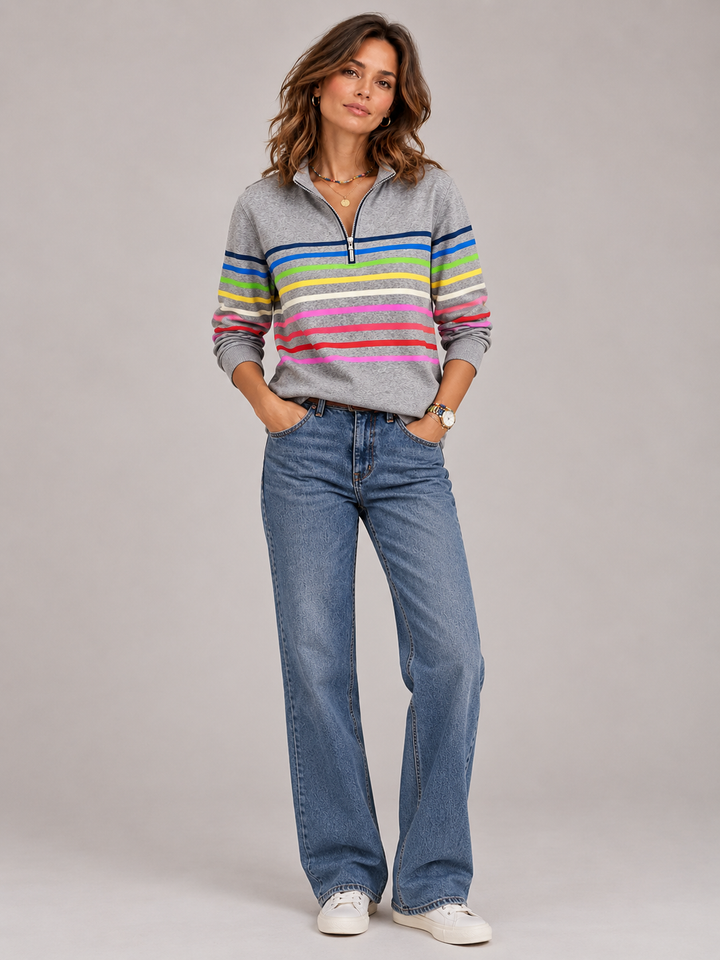 Emily™ | Striped Jumper with Zip Collar