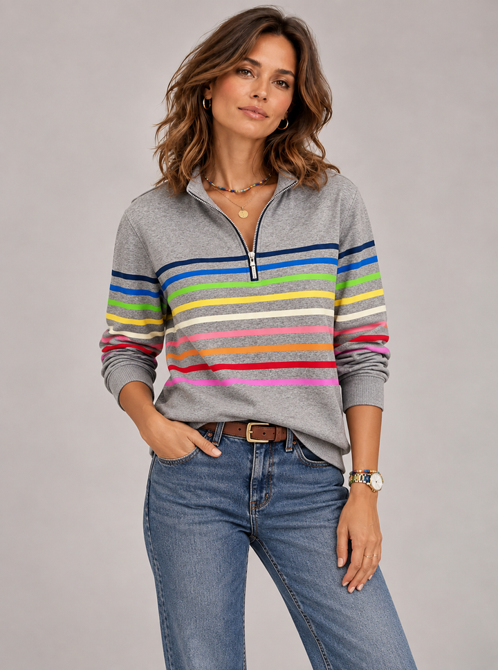 Emily™ | Striped Jumper with Zip Collar