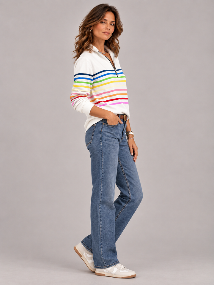 Emily™ | Striped Jumper with Zip Collar