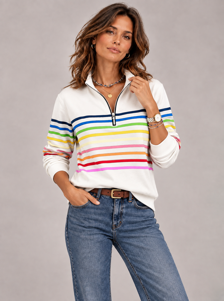Emily™ | Striped Jumper with Zip Collar
