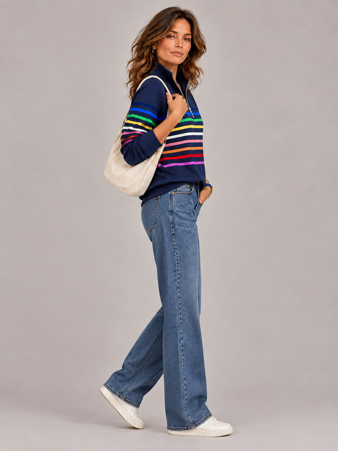 Emily™ | Striped Jumper with Zip Collar