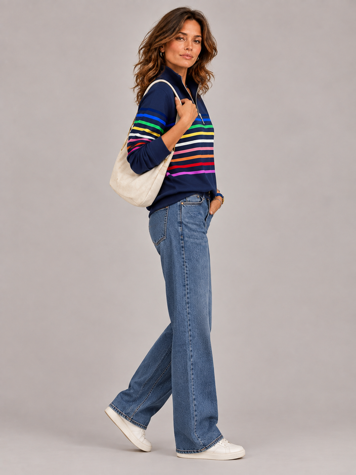 Emily™ | Striped Jumper with Zip Collar