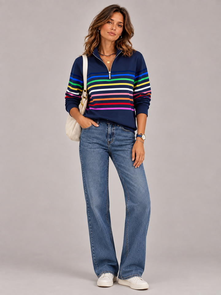 Emily™ | Striped Jumper with Zip Collar