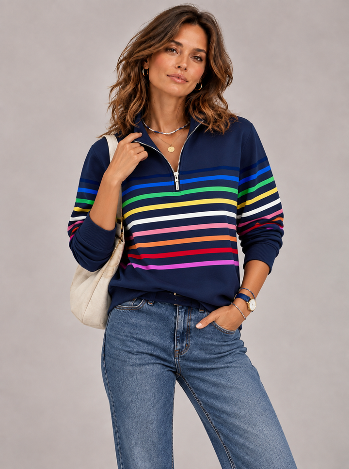 Emily™ | Striped Jumper with Zip Collar