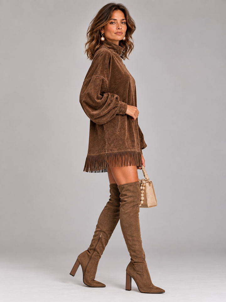 Eliza™ | Oversized High-Neck Jumper with Fringe