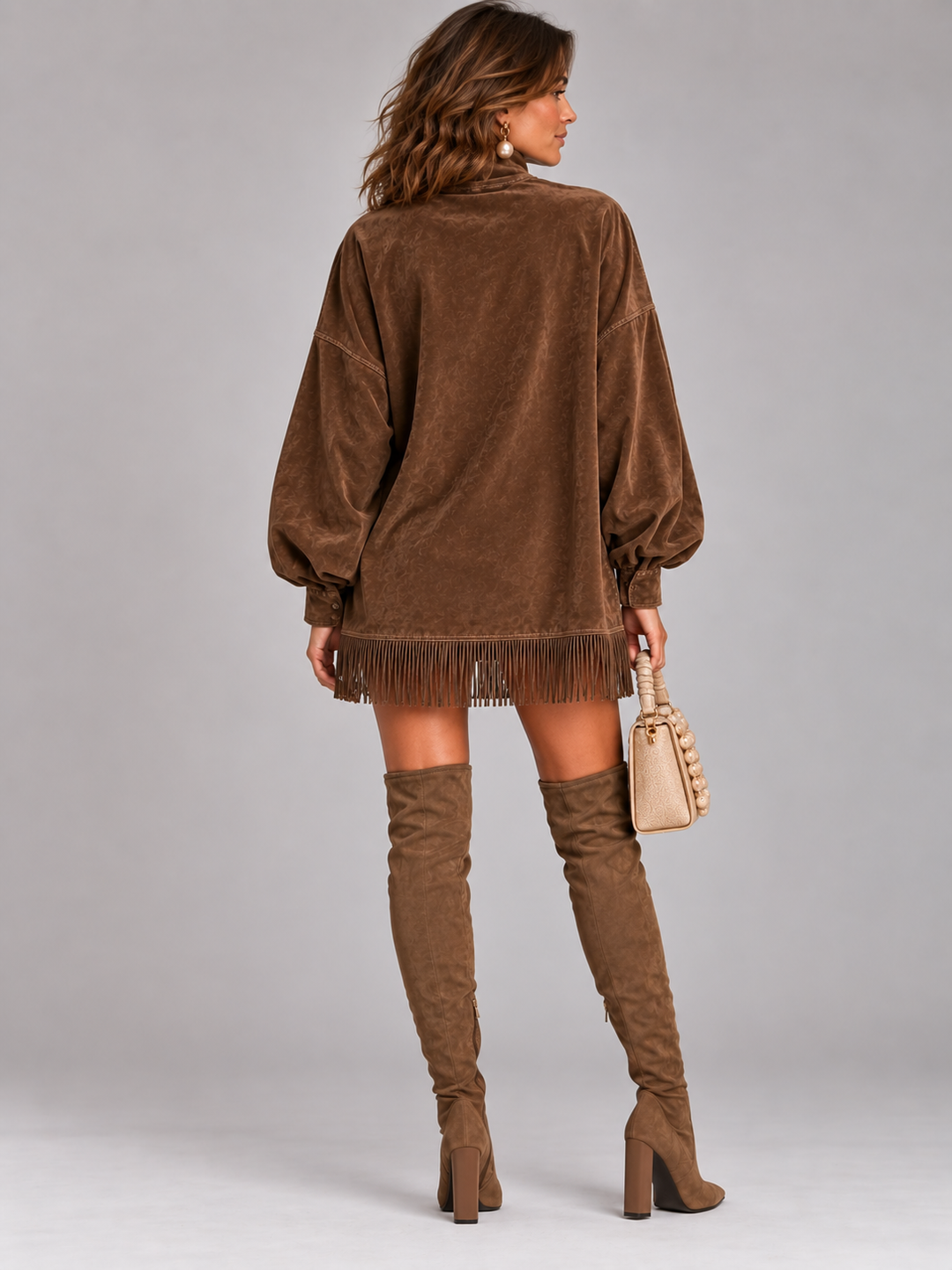 Eliza™ | Oversized High-Neck Jumper with Fringe Detail
