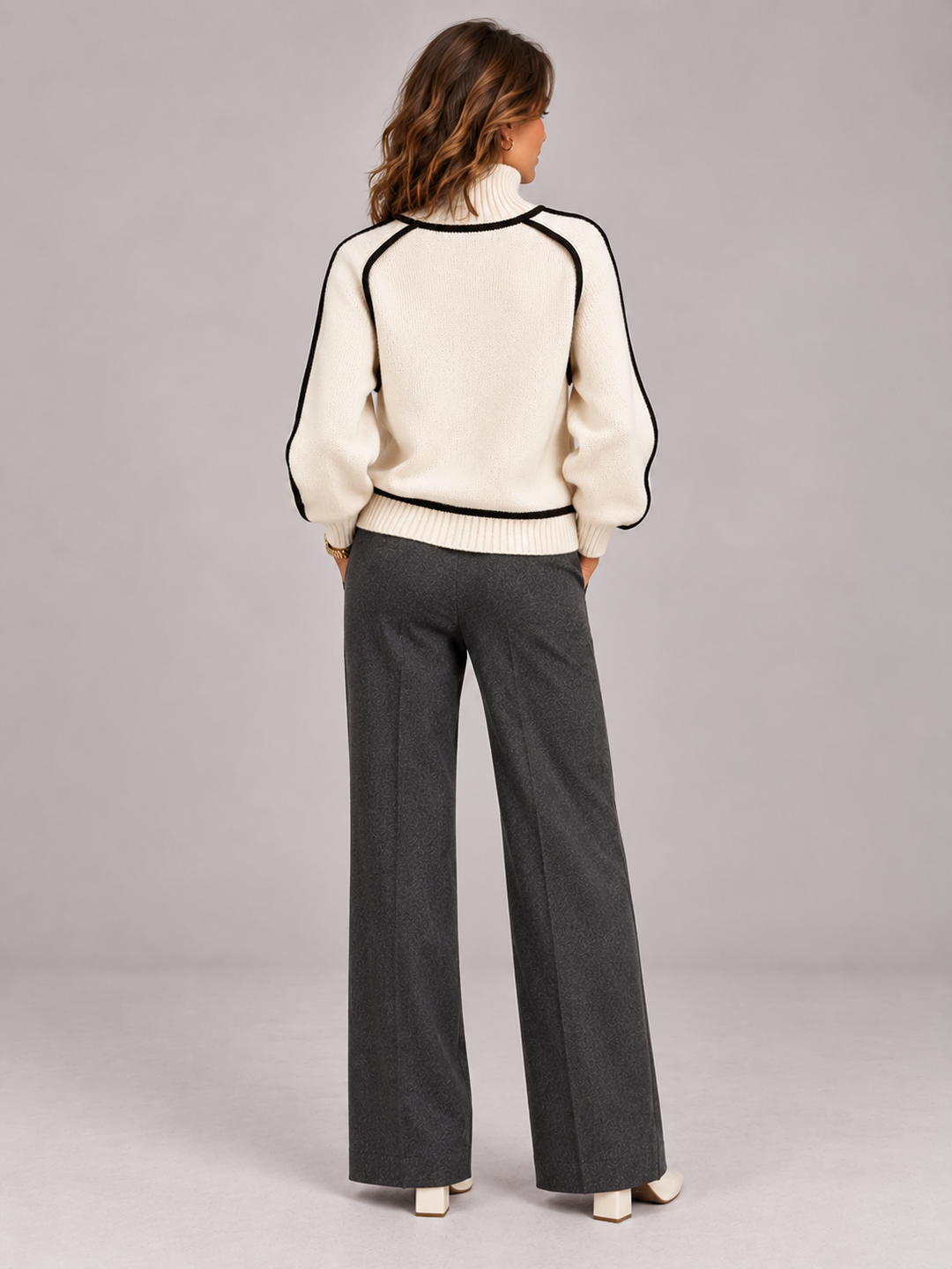 Eliza | Elegant Roll Neck Jumper with Contrast Details