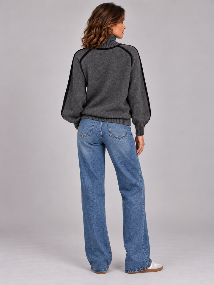 Eliza | Elegant Roll Neck Jumper with Contrast Details