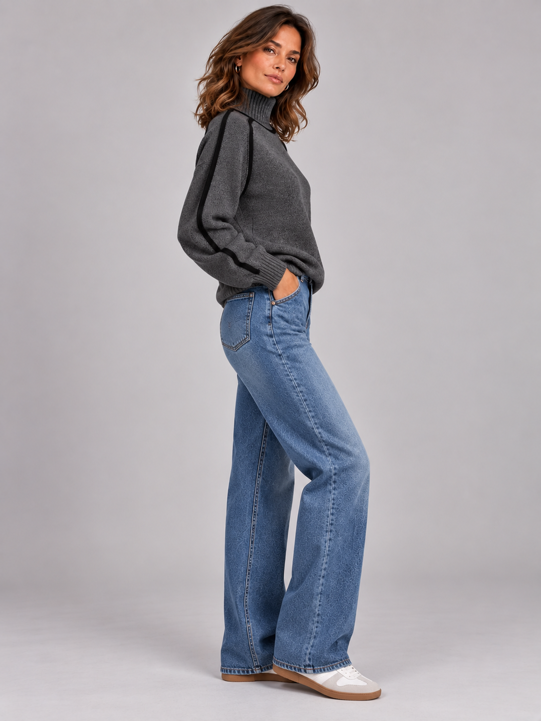 Eliza | Elegant Roll Neck Jumper with Contrast Details