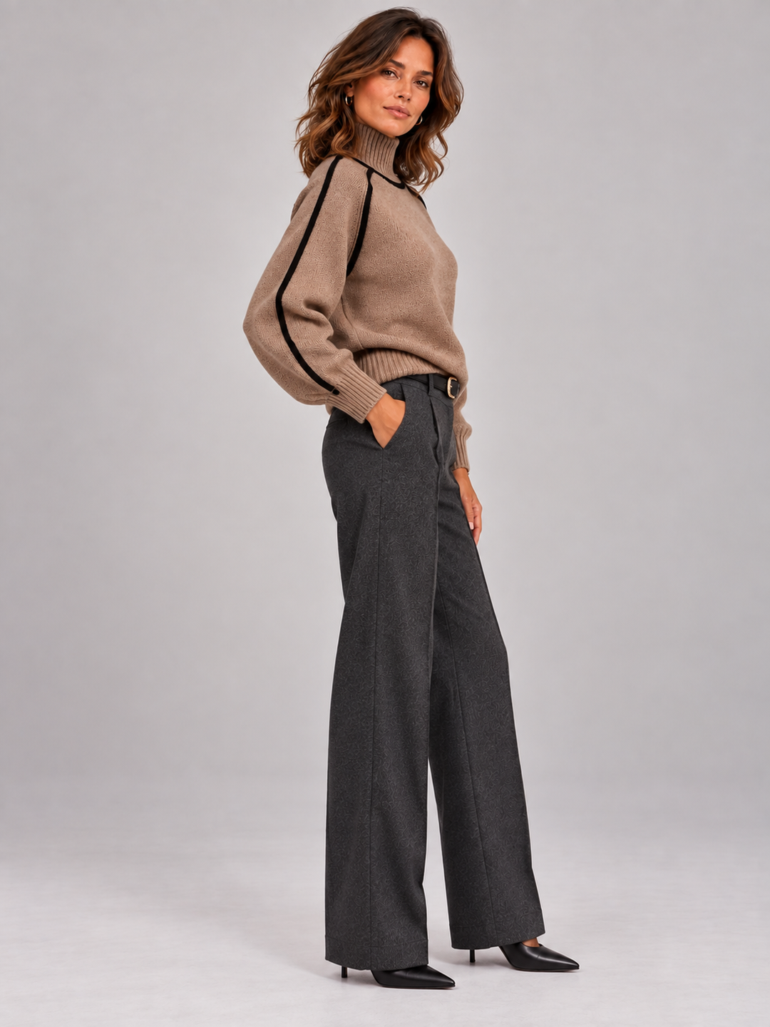 Eliza | Elegant Roll Neck Jumper with Contrast Details