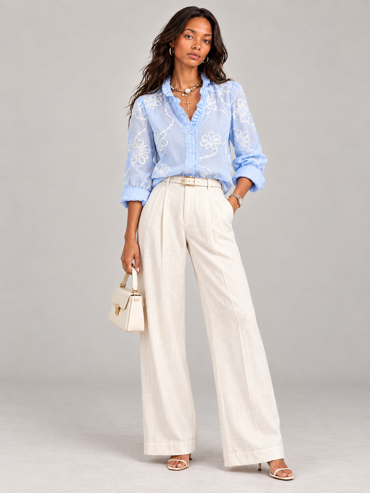 Camilla™ | Elegant Blouse with Floral Embroidery