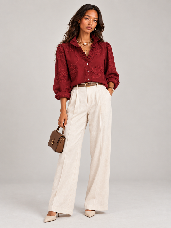 Camilla™ | Elegant Blouse with Floral Embroidery