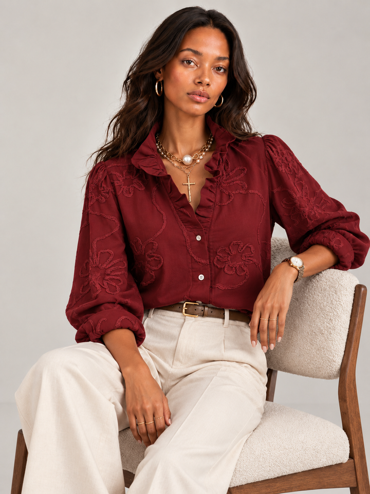 Camilla™ | Elegant Blouse with Floral Embroidery