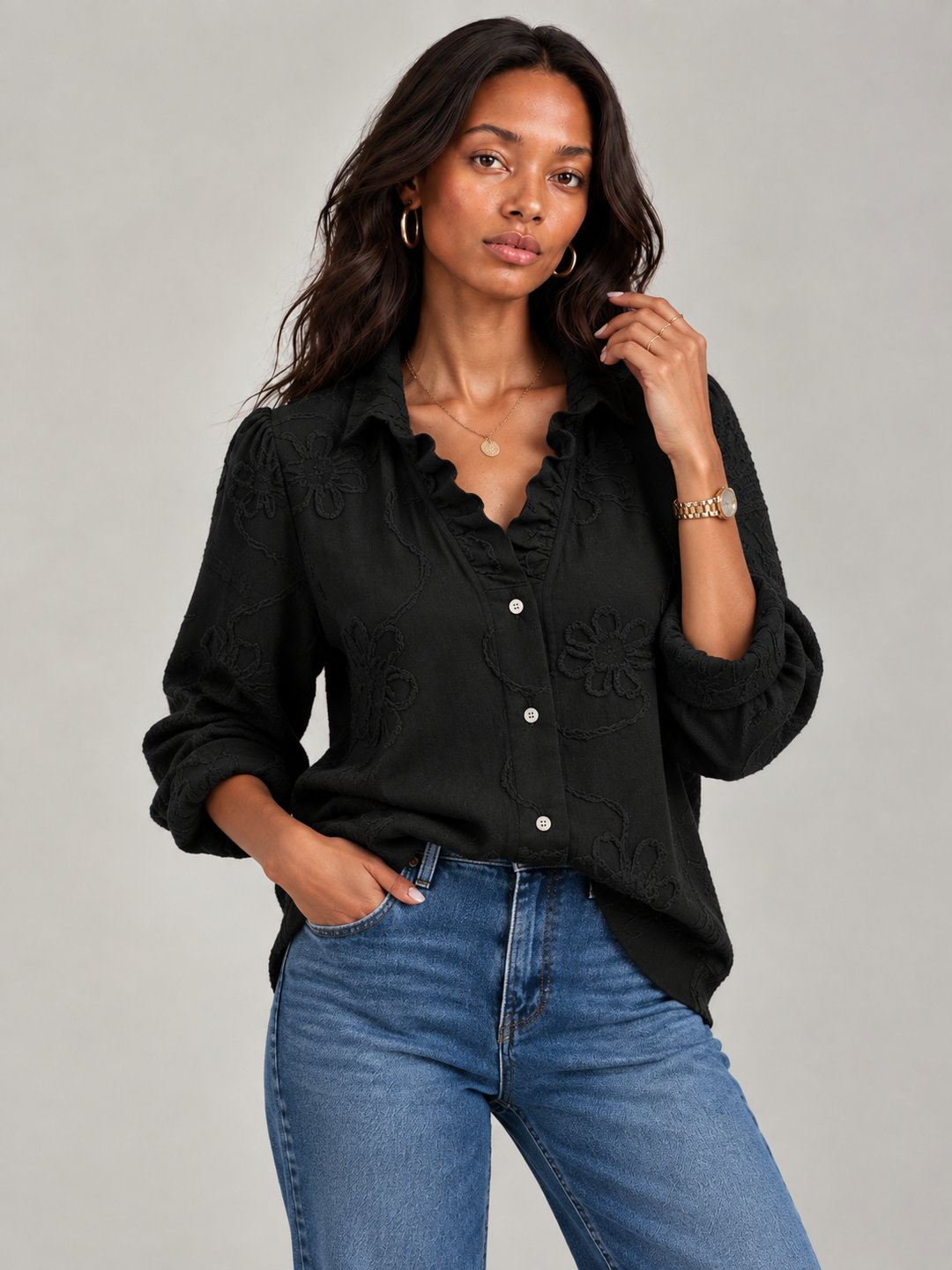 Camilla™ | Elegant Blouse with Floral Embroidery