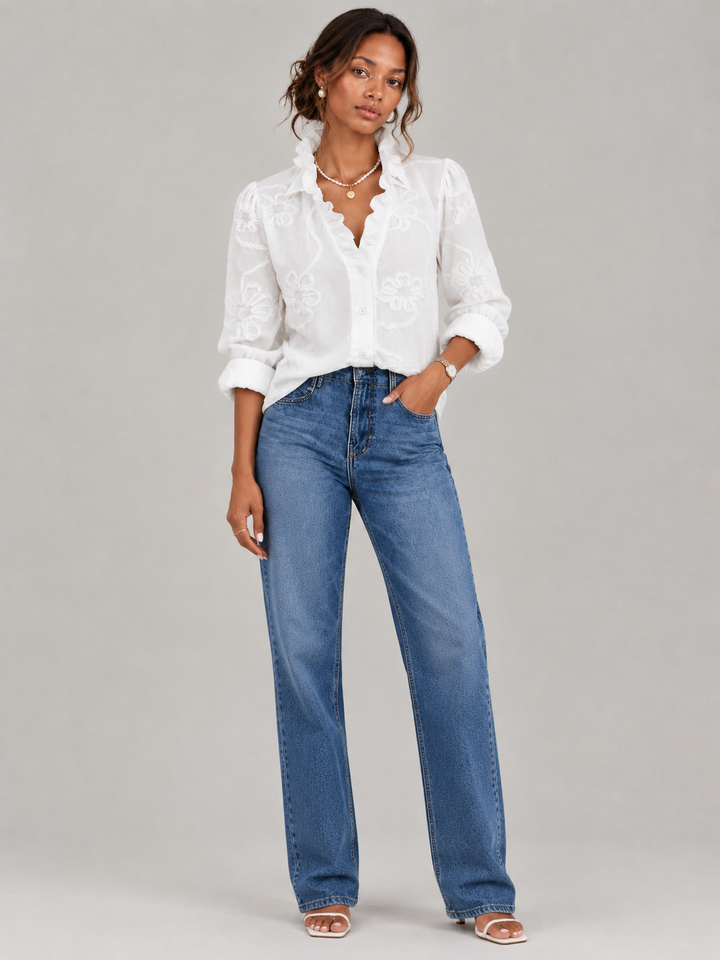 Camilla™ | Elegant Blouse with Floral Embroidery