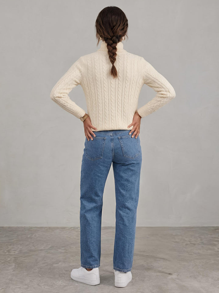 Soft Knit Cable Roll Neck Jumper