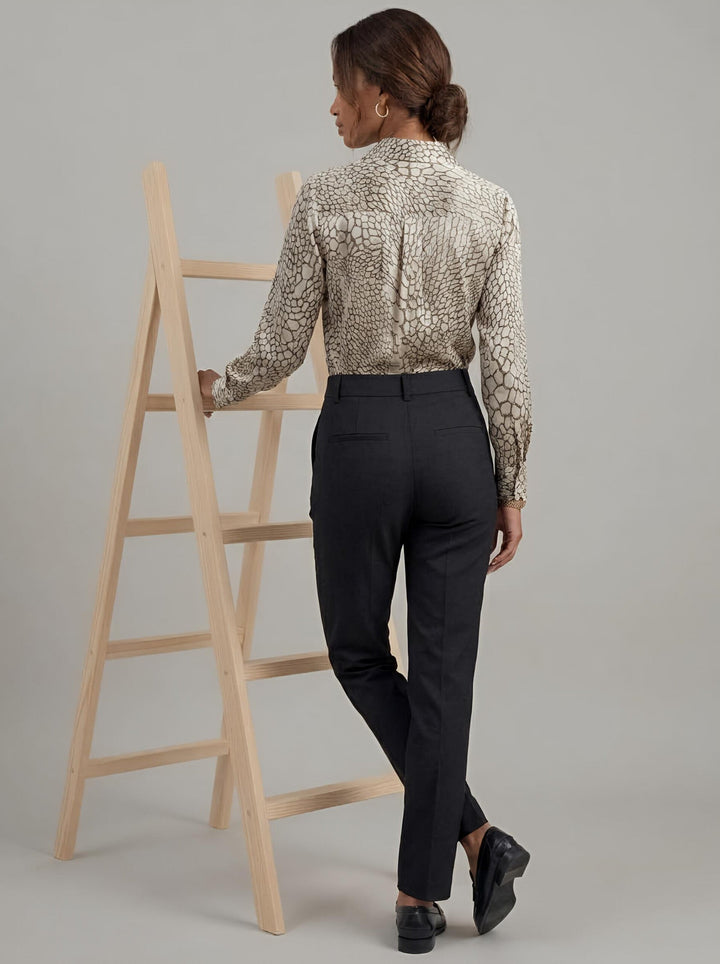 Satin-Effect Blouse with Artistic Print