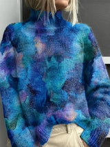 Annette™ | Maglione a collo alto stampato con effetto lana