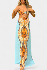 Camélia™ | Abito lungo con stampa bohémien e laccio sulla schiena