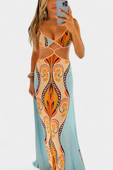 Camélia™ | Abito lungo con stampa bohémien e laccio sulla schiena