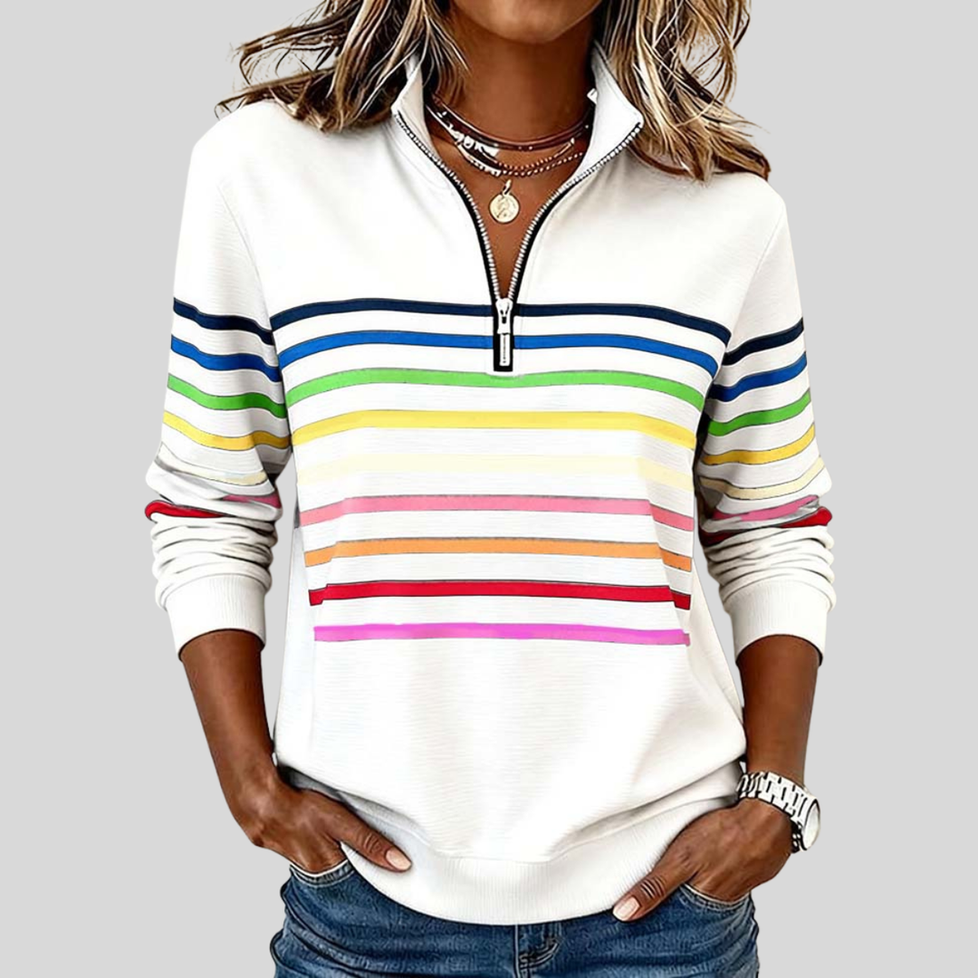 Emily™ | Striped Jumper with Zip Collar