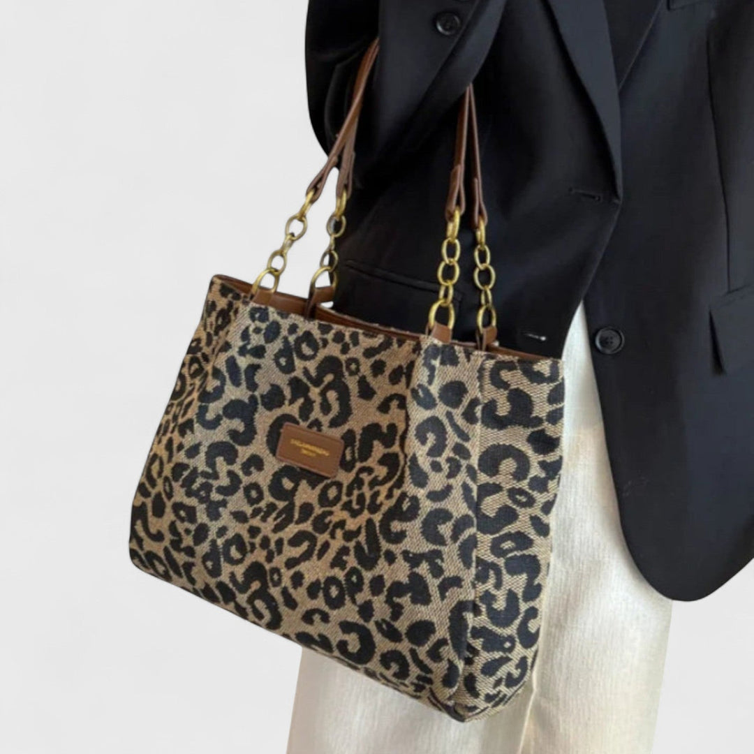 Ally | Leopard Print Canvas Shopping Bag
