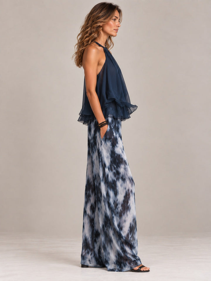 Eliza | Elegant Airy Co-ord Set with Flowing Top and Wide-Leg Trousers