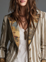 Éloïse™ | Blazer rayé à détails artistiques