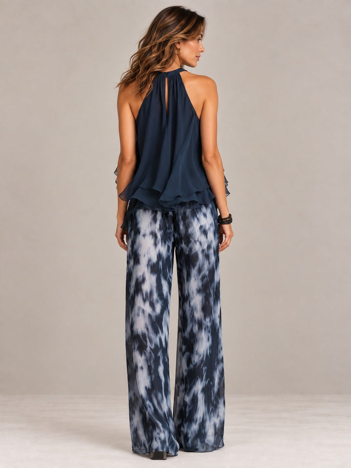 Eliza | Elegant Airy Co-ord Set with Flowing Top and Wide-Leg Trousers