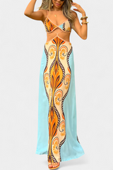 Camélia™ | Abito lungo con stampa bohémien e laccio sulla schiena