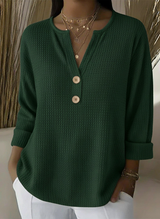 Lucienne™ | T-shirt Henley à texture gaufrée avec boutons
