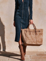 Navy faux-suede zip-front straight-fit midi dress