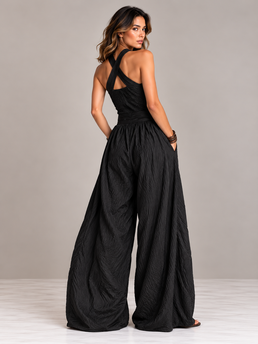 Clara | Elegant Wrap-Neck Wide-Leg Jumpsuit