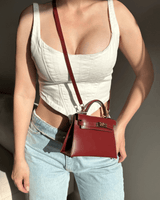 AMELIA | ELEGANTE MINI BORSA IN PELLE BORDEAUX