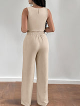 Léa | Ensemble élégant avec top détaillé et pantalon fluide taille haute