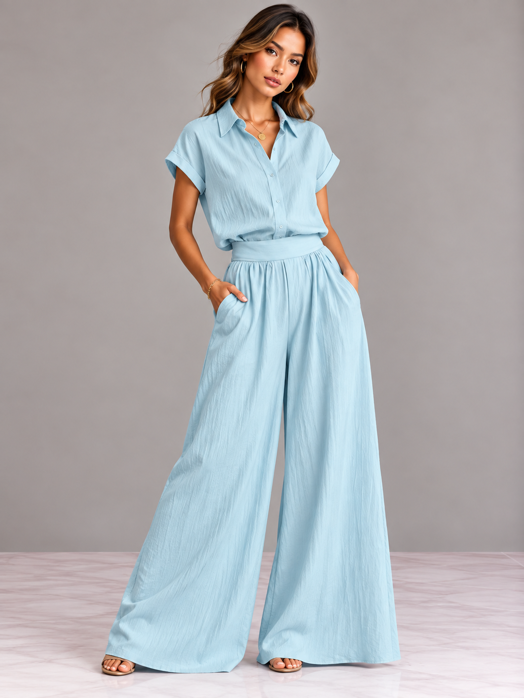 Evelyn | Elegant Set with Shirt and Flowing Maxi Skirt