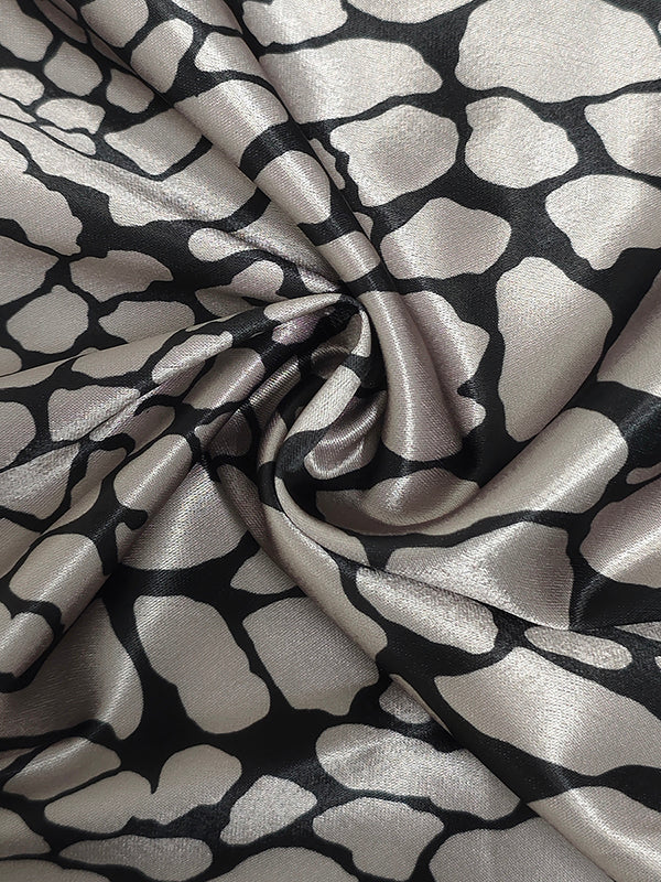 Satin-Effect Blouse with Artistic Print