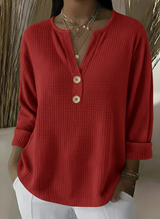Lucienne™ | T-shirt Henley à texture gaufrée avec boutons