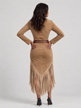 Robe western effet suédine à franges — Audacieuse élégante